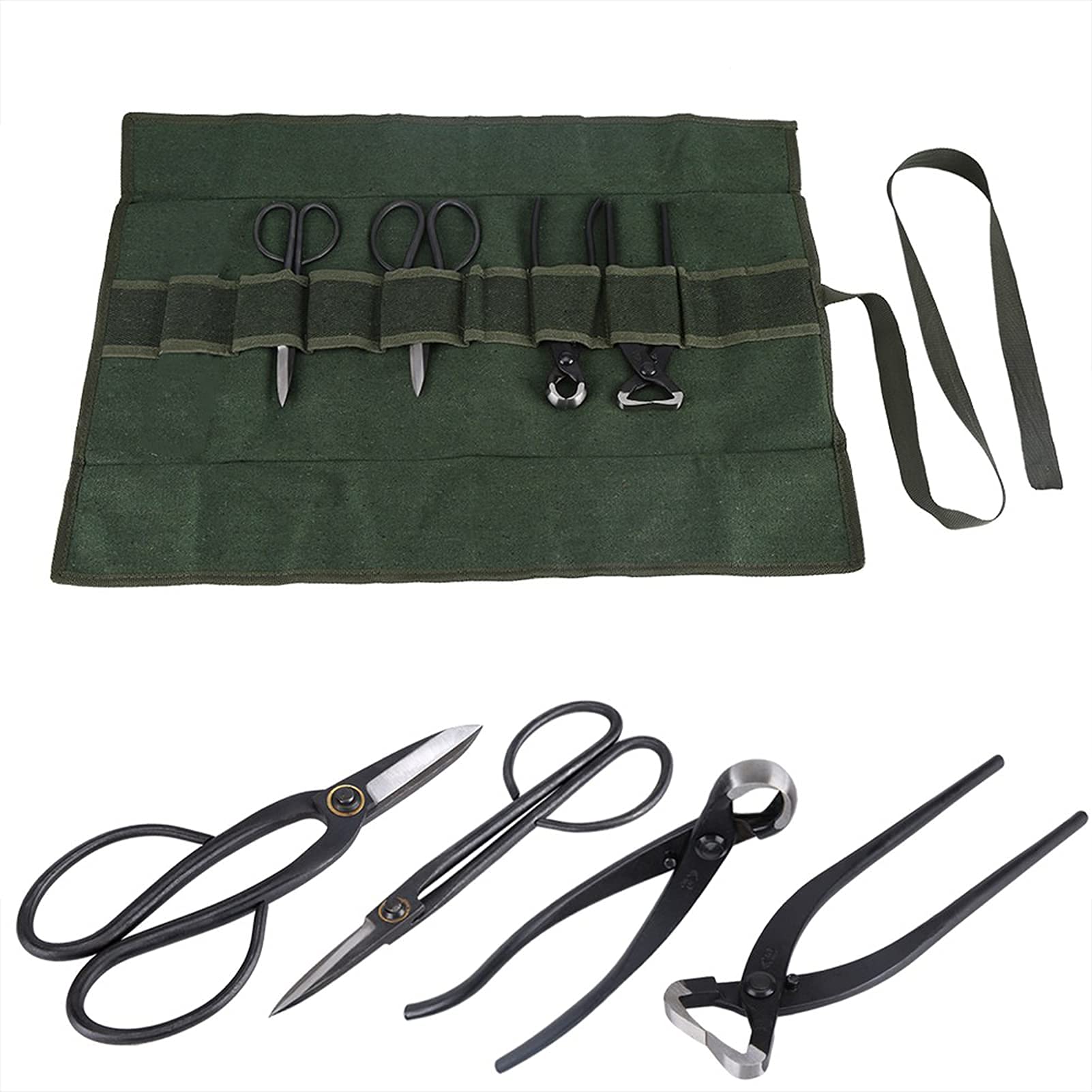 Juego de herramientas de jard¨ªn 4 piezas, kit bonsai con tijeras de poda profesional, alicate de jardiner¨ªa y pala resistente, accesorios para poda precisa y cuidado de plantas, bolsa incluida
