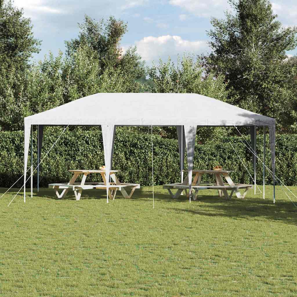 Gazebo per feste, bianco, 600 x 400 x 266 cm, robusto gazebo con telaio in acciaio e telone in polietilene, tenda da giardino pieghevole per feste, matrimoni ed eventi all'aperto
