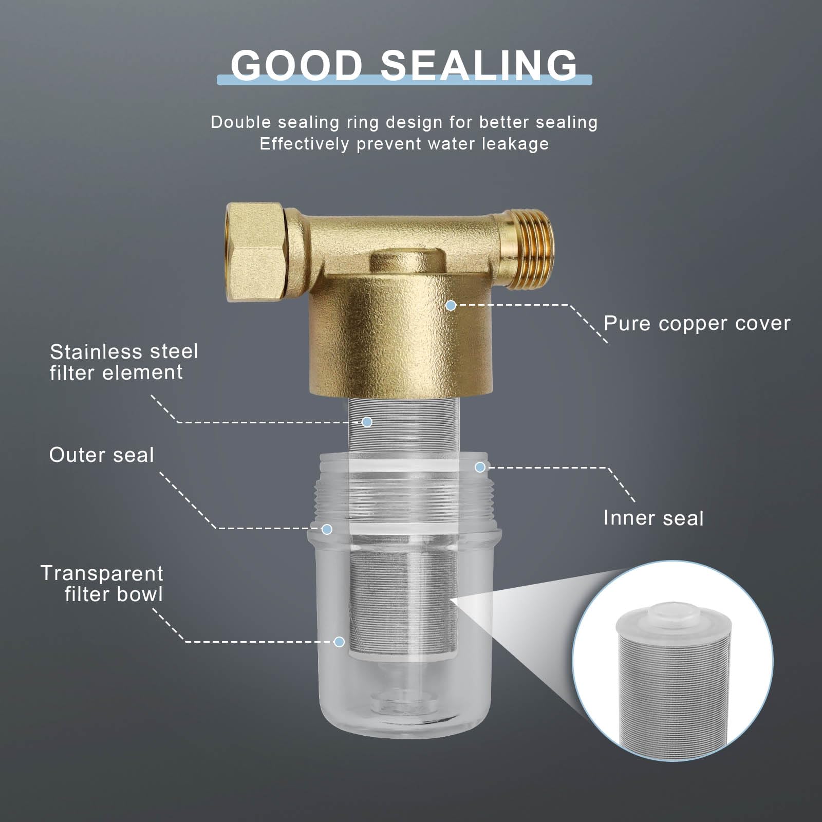 Filtro Anticalcare Doccia 1/2" - Con Elemento In Acciaio Inox, Per Acqua Pura - Foto 4