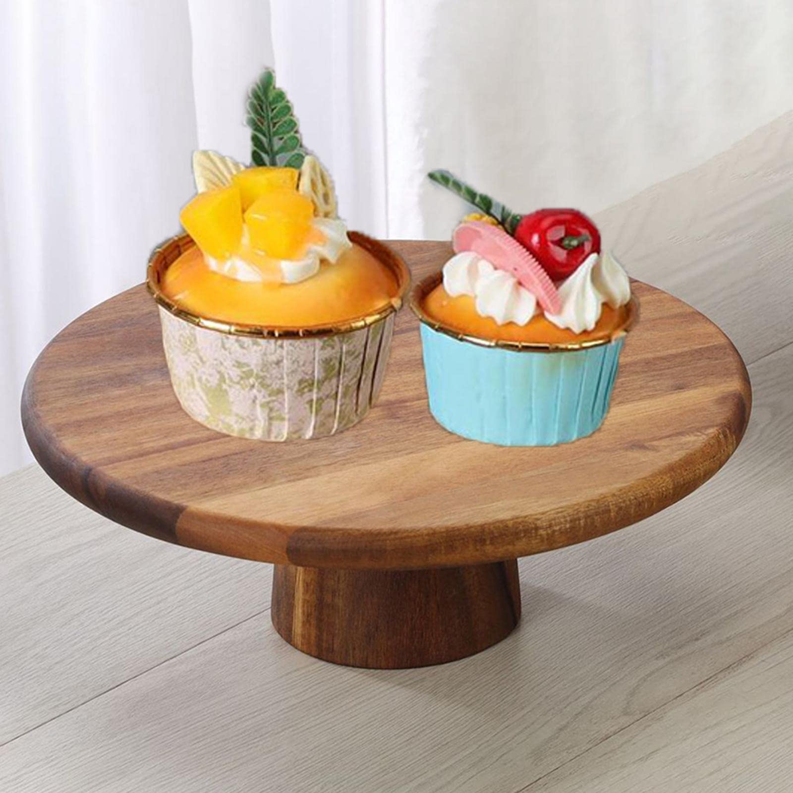 MagiDeal Expositor de tartas de madera, bandeja de aperitivos redonda, multifuncional, bandeja de servicio, soporte para magdalenas para regalos de cocina, mesa de 30 cm