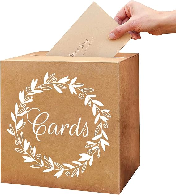 KALEFO Kraft Card Box Wedding Favors Post Boxes Cardboard Wedding Party Decor Table Centerpiece