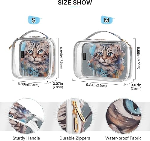 Miniatura 4 de Ink Kawaii Cat Clear Toiletry Bag for Traveling,2 Pack Makeup Cosmetic Bag with Zipper,Travel Bag for Toiletries,Travel Essentials 21214472