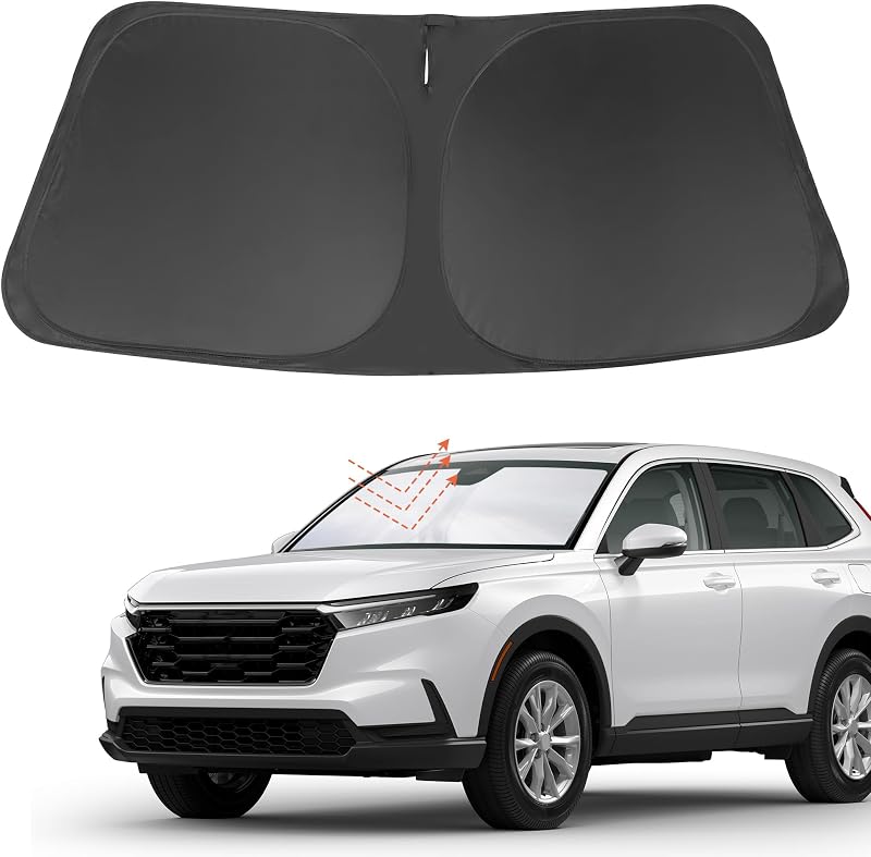 Protetor Solar Dobrável para Para-brisa Fannyc, Prata e Preto, Compatível com Honda CR-V 2023 a 2026, 1 unidade