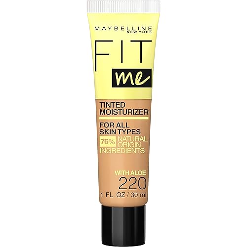 Maybelline Fit Me Crema hidratante tintada, cobertura natural, maquillaje facial, 220, 1 unidad