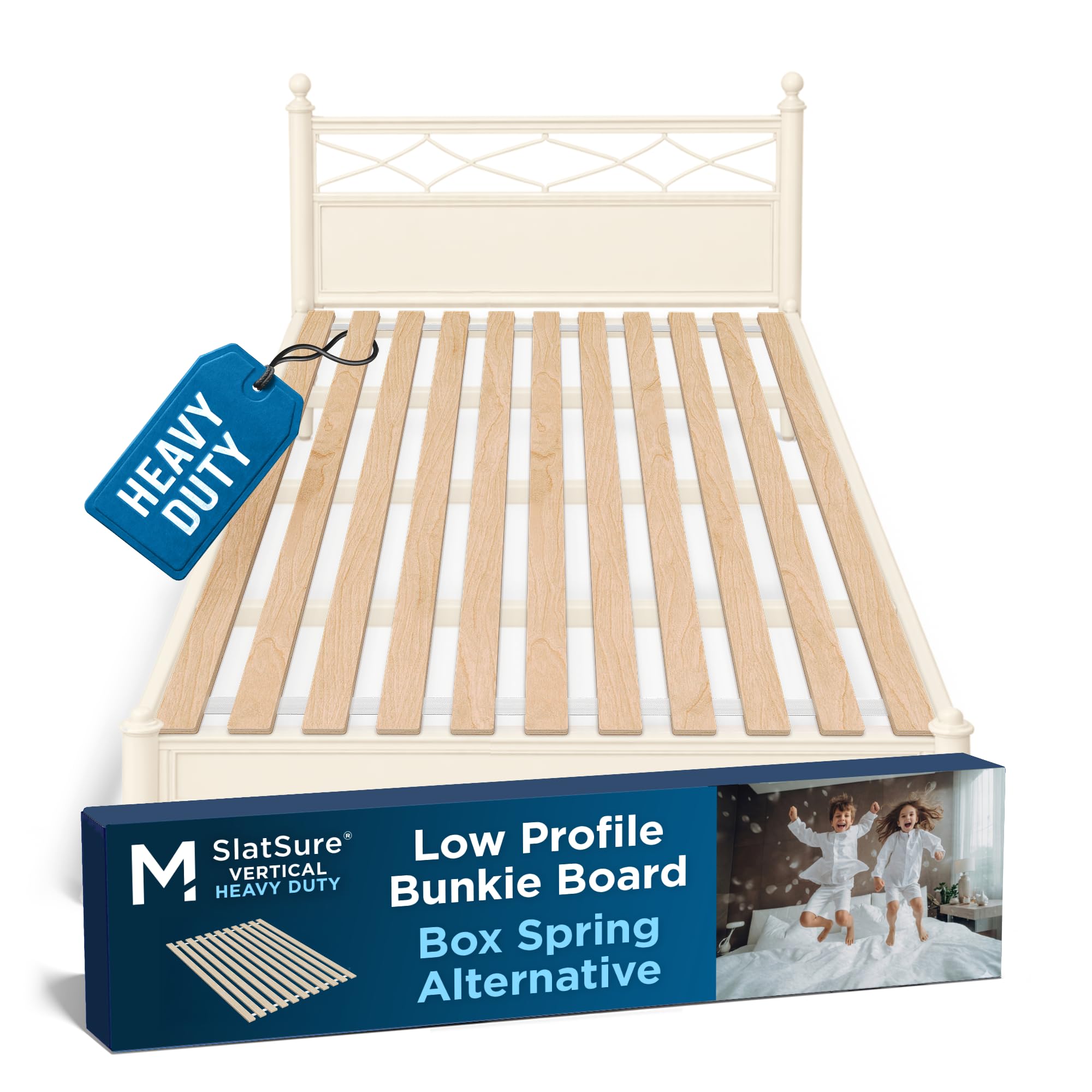 queen bunkie board 60x80 - heavy duty vertical wood bed slats | slatsure box spring alternative - foldable wood mattress support for platform bed frames, under 2.5" spacing, non-slip