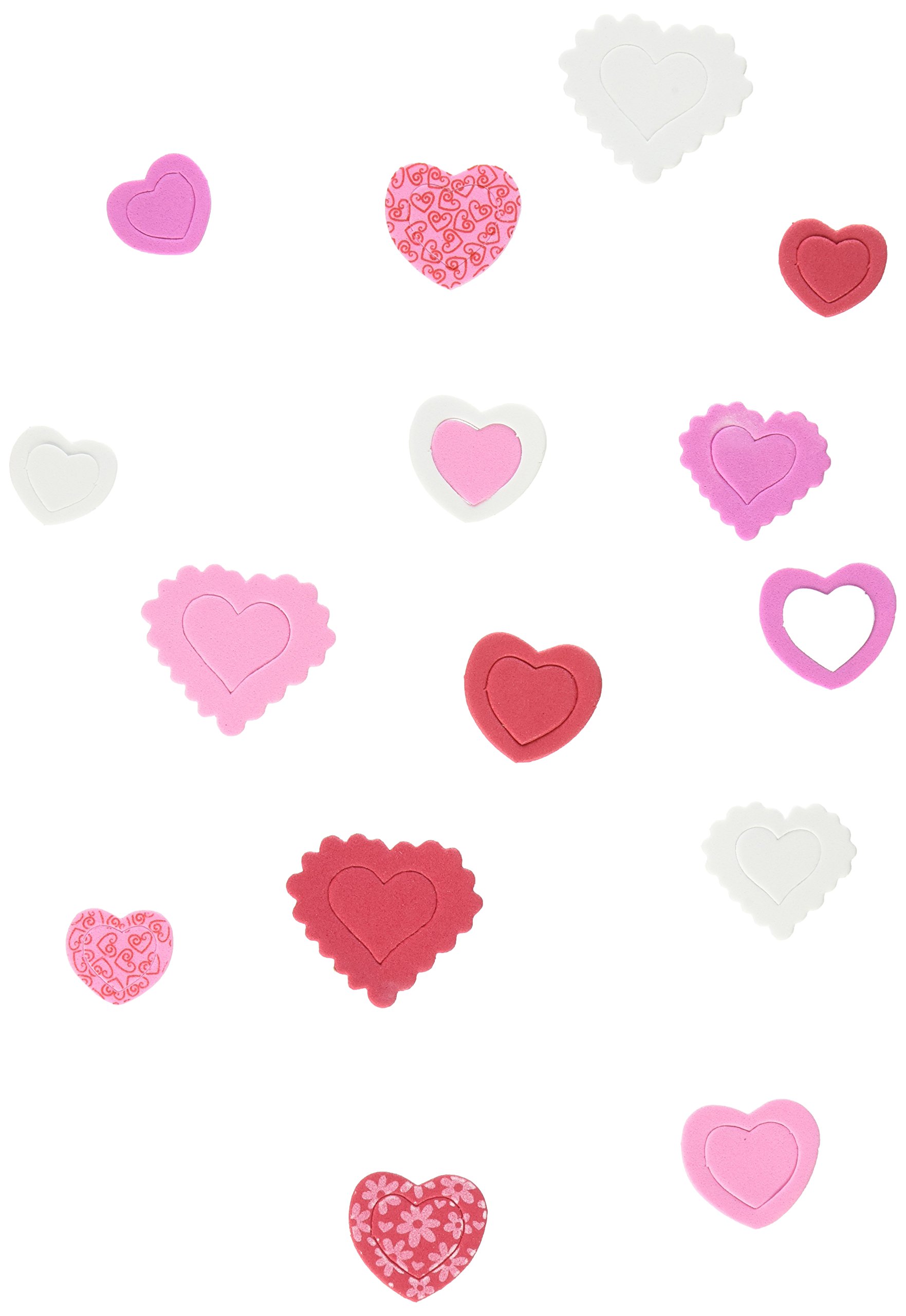 Darice Adesivi in schiuma rossa, rosa, bianca, 64 pezzi (1 confezione), multicolore