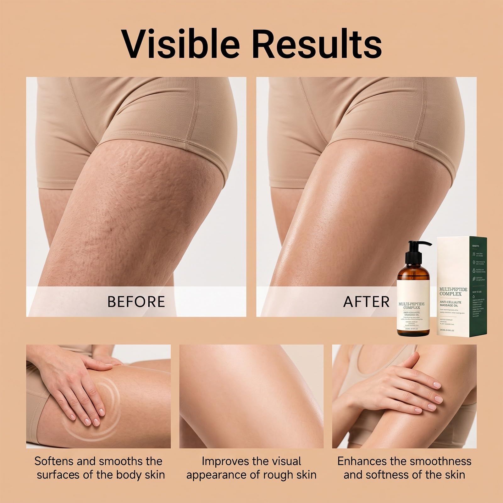 Anti-Cellulite-Körpermassageöl mit Kollagen, Körperöl für Frauen. (4PCS)