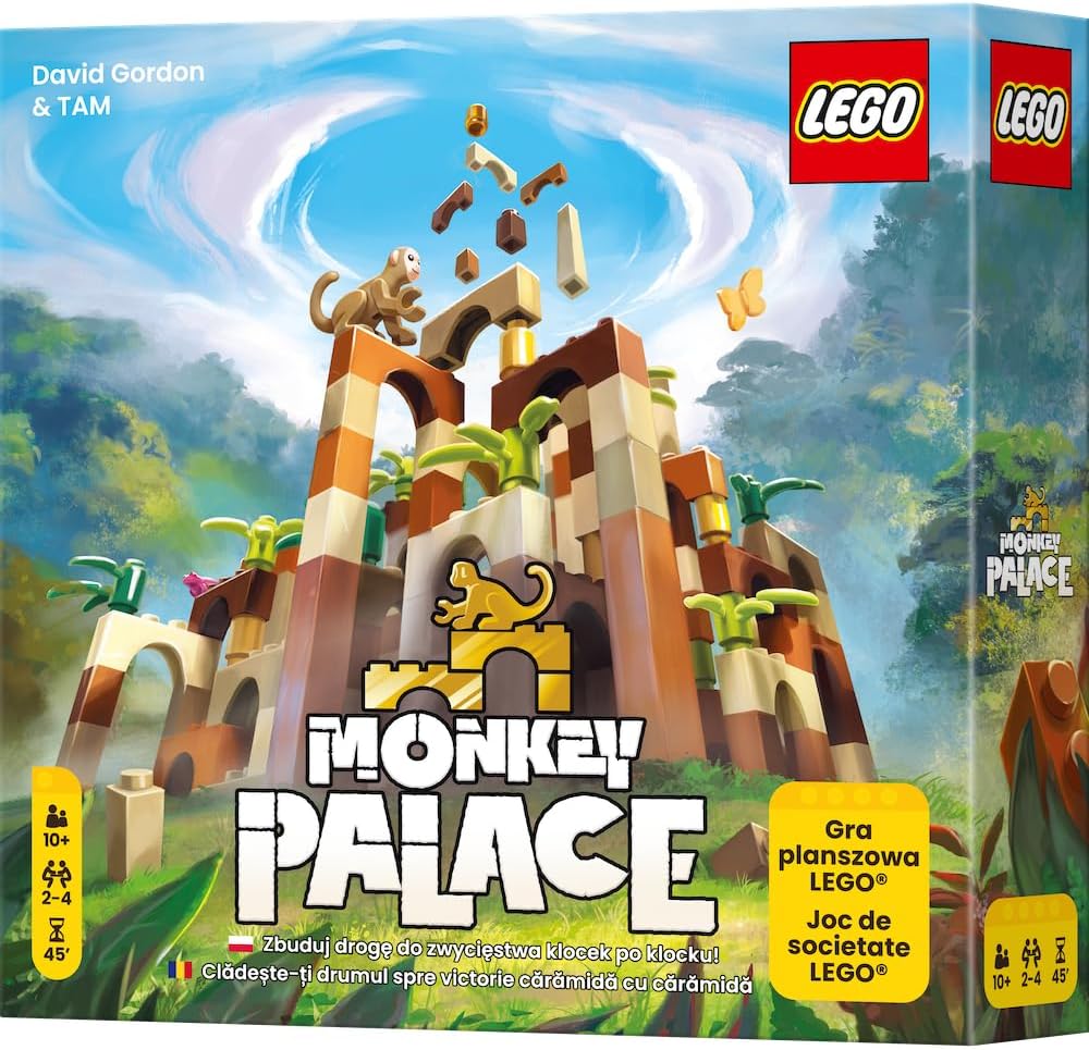 Dotted Games - Monkey Palace (edycja PL) Gra planszowa LEGO: Zbuduj drogę do zwycięstwa klocek po klocku! Rodzinna gra z układaniem klocków dla dzieci i dorosłych; Wiek 10+;2-4 graczy; Czas 45+ min.