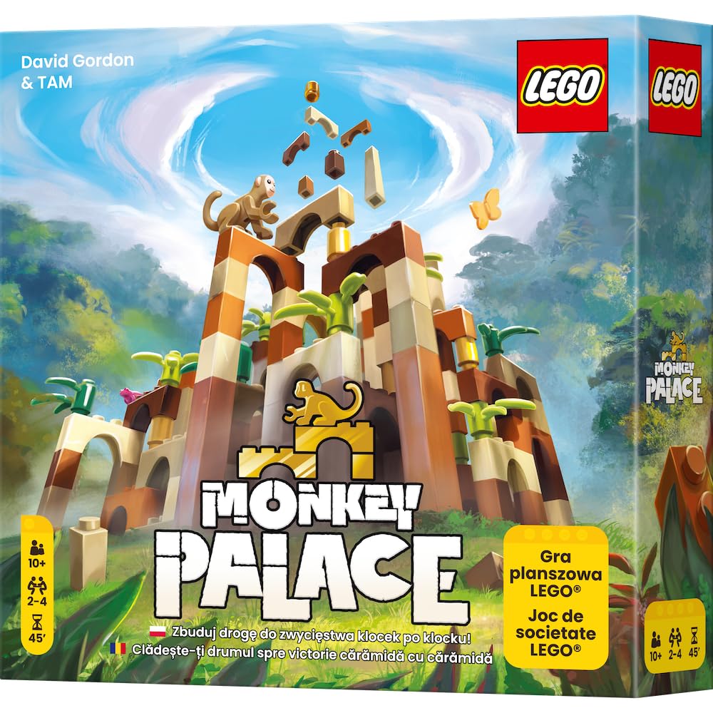 Dotted Games - Monkey Palace (edycja PL) Gra planszowa LEGO: Zbuduj drogę do zwycięstwa klocek po klocku! Rodzinna gra z układaniem klocków dla dzieci i dorosłych; Wiek 10+;2-4 graczy; Czas 45+ min.