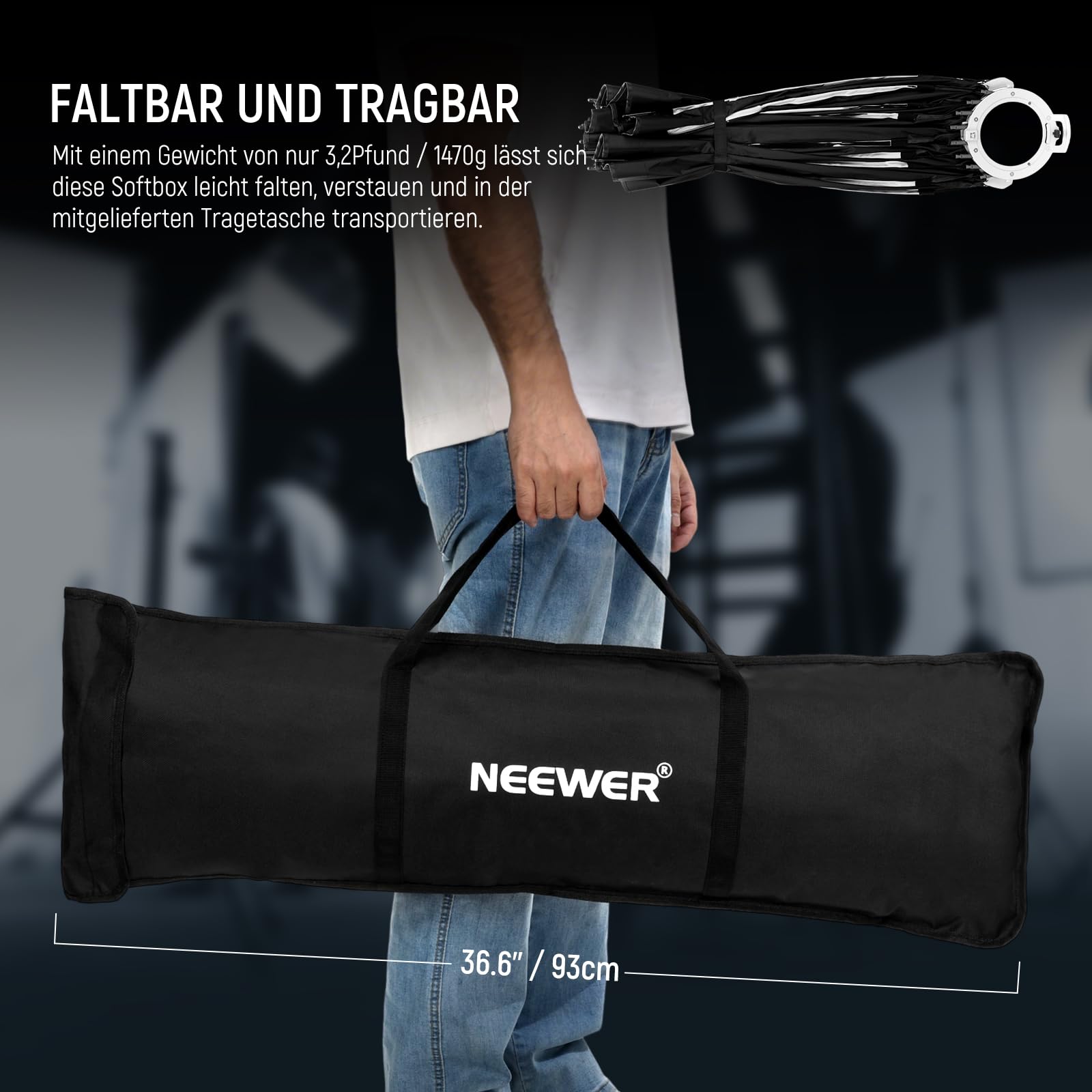 NEEWER Parabol Softbox Set, 35,4" Bowens Mount Softbox, NS72P