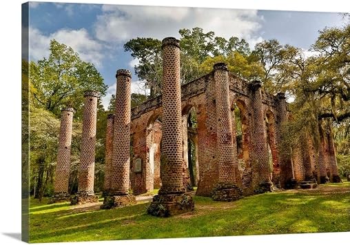 GREATBIGCANVAS Ruins of Old Sheldon Church, South Carolina Canvas Wall Art Print by Darrell Gulin, Home Decor, Artwork, 18"x12in "