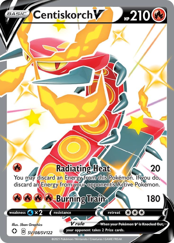 Pokemon - Centiskorch V SV108/SV122 - Shining Fates - Shiny Vault Full Art Holo - Single Card