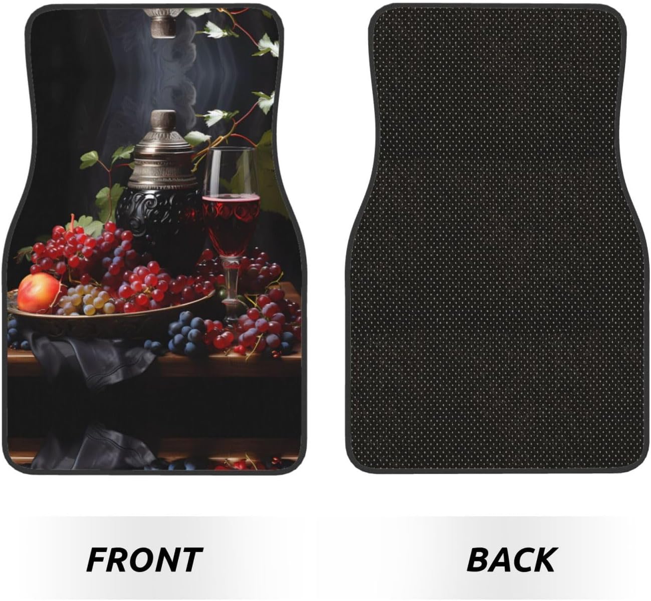Grapes and Wine Patterned car mats 4-piece set | For cars/SUVs/trucks | Firm fit without displacement