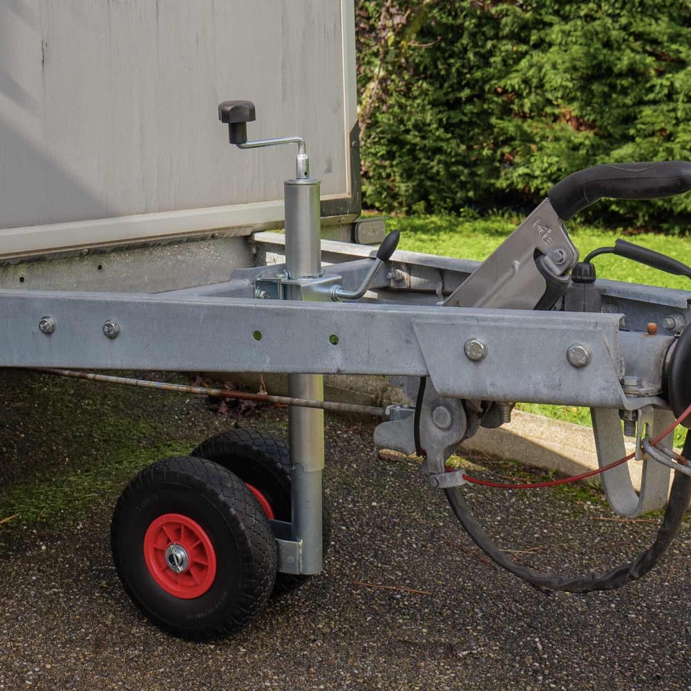 Roue Jockey double - Tube métal 48mm - Pneus increvable 260x85mm - Pour caravane et remorque