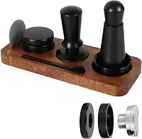 Kit de acessórios de café expresso de 51 mm, conjunto de funil de dosagem e expresso de ferramenta WDT com estação de adulteração de madeira, distribuidor, agitador, funil de dosagem, escova, tela de