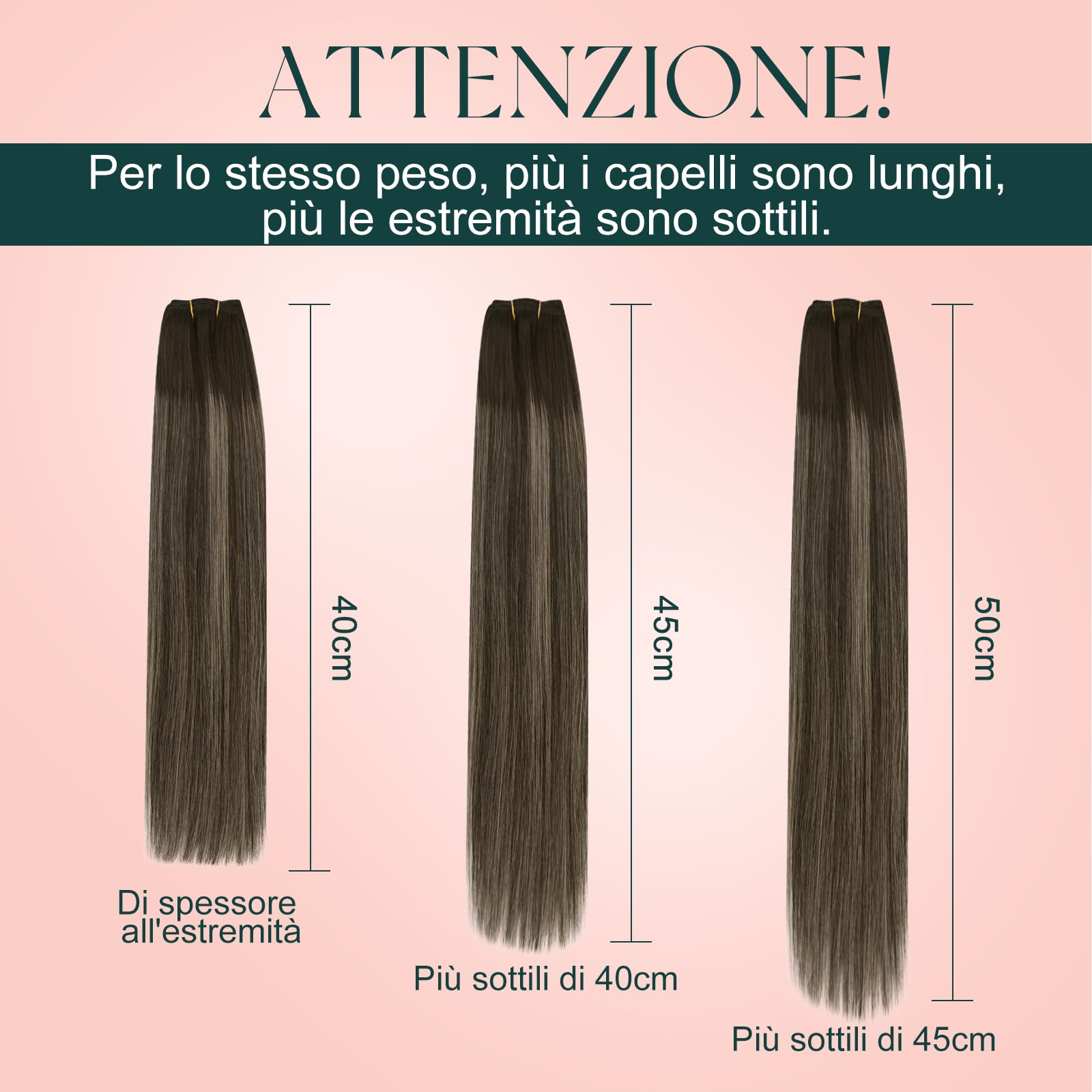 Easyouth Extension Capelli Veri Tessitura Marrone Balayage Extensions Capelli Umani Double Weft Ombre Marrone Scuro Medio Extension Human Hair Tessitura Lisci #2/8/2 35cm 70g
