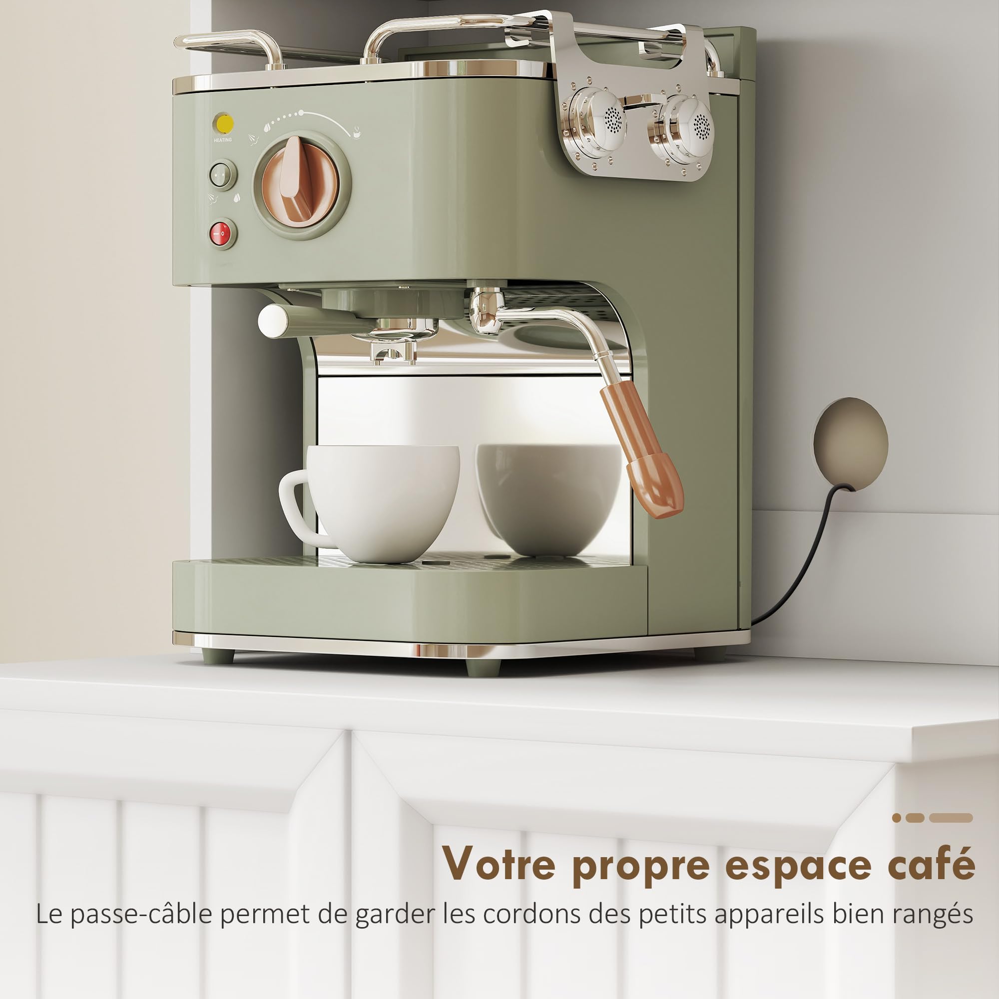 HOMCOM Buffet Haut Cuisine 4 Portes Plan de Travail 60x39,5x179,6cm Blanc