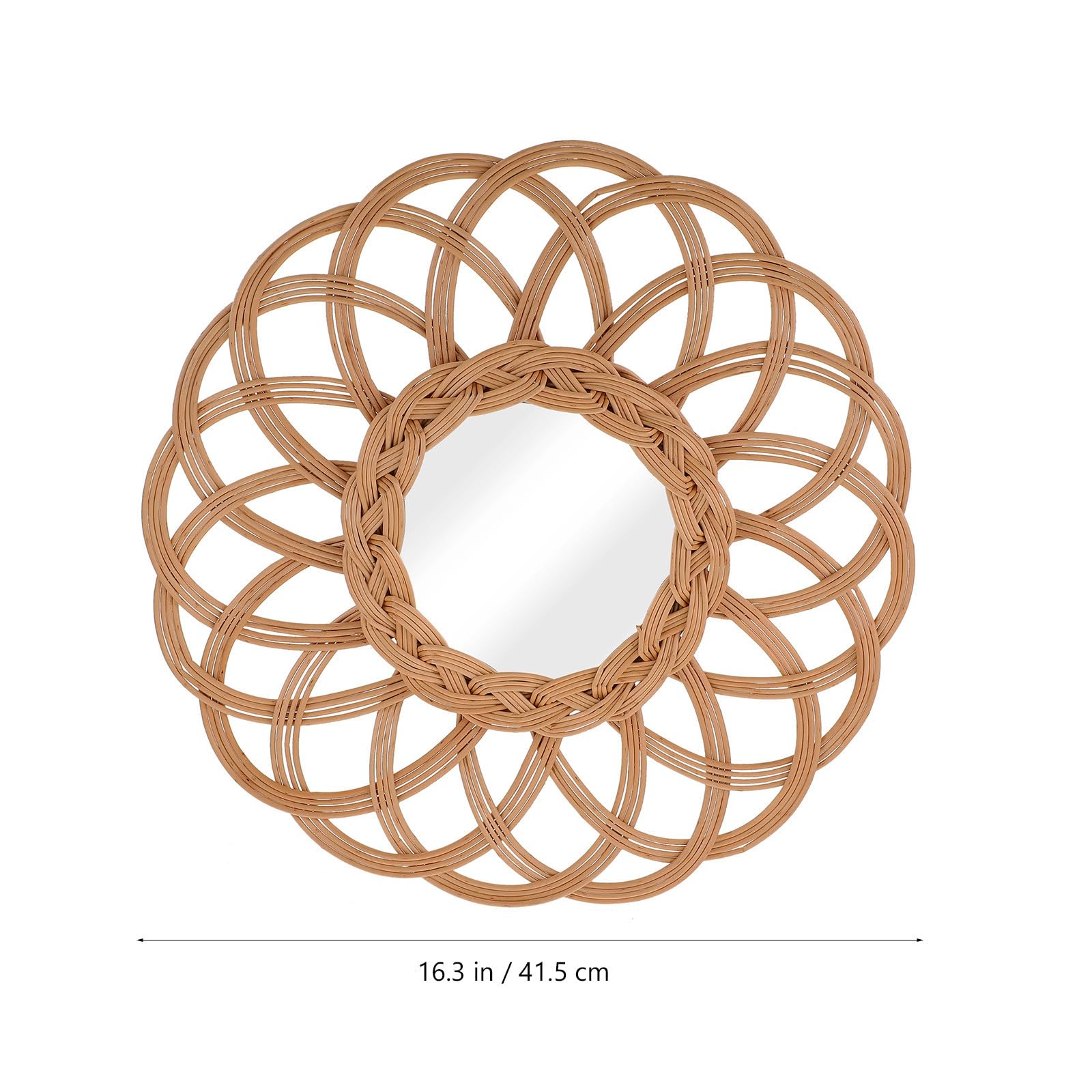 Wandspiegel Handgefertigt mit Glas aus Korbweide Runder Rustikaler Flechtspiegel Praktische Wanddeko im Minimalistischen Stil und Dekorativ für Schlafzimmer