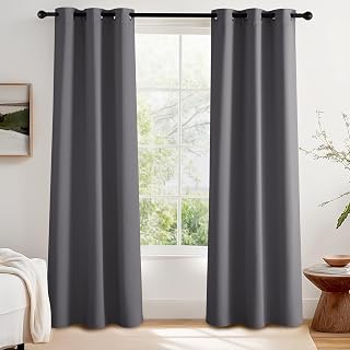 Blackout Curtains Bedroom - Grey Thermal Insulated Energy Saving Curtains for Living Room Window Blinds for Home Decoration and Privacy Protection, Set of 2, 42 x 84 Inch,Grey