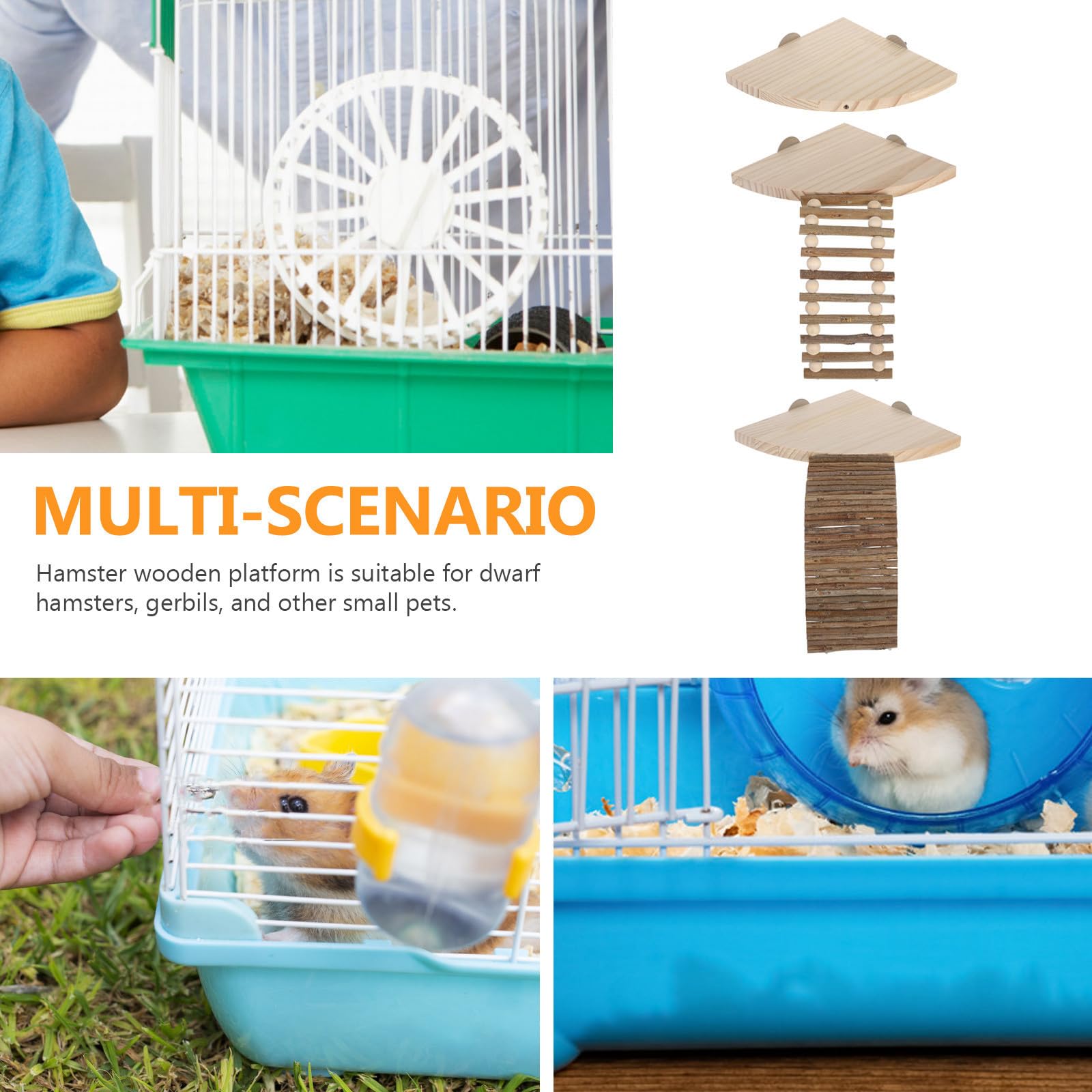 Holz Kletterspielzeug für Hamster und Rennmäuse mit Fester Plattform