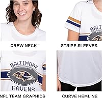 Vista 5 de Ultra Game Women's NFL Official Soft Mesh Varsity Stripe T-Shirt