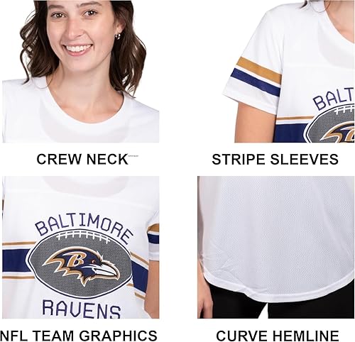 Miniatura 5 de Ultra Game Women's NFL Official Soft Mesh Varsity Stripe T-Shirt