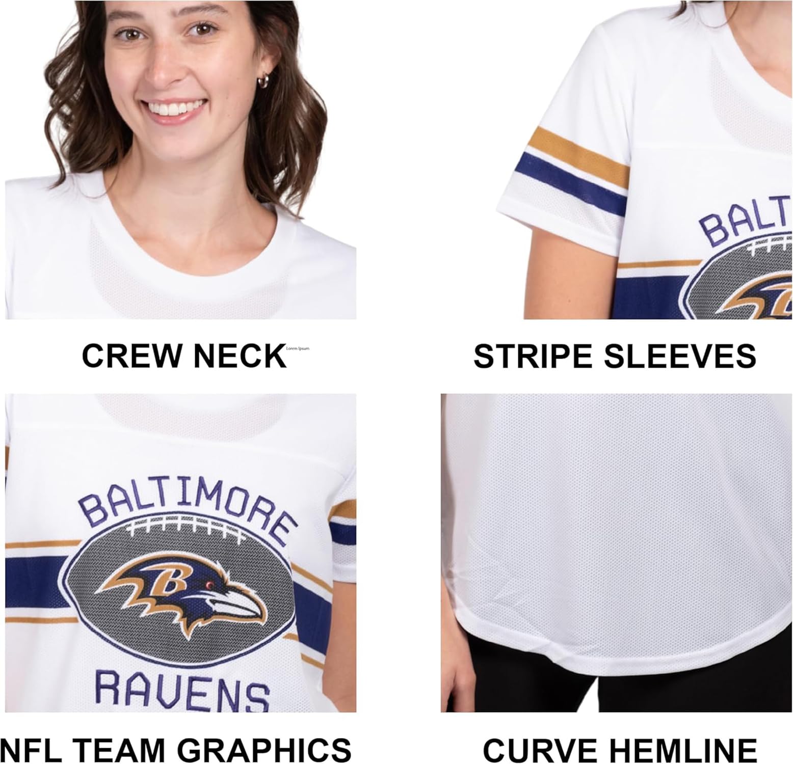 Ultra Game Womens Standard Soft Mesh Jersey Varsity Tee Shirt White, Medium