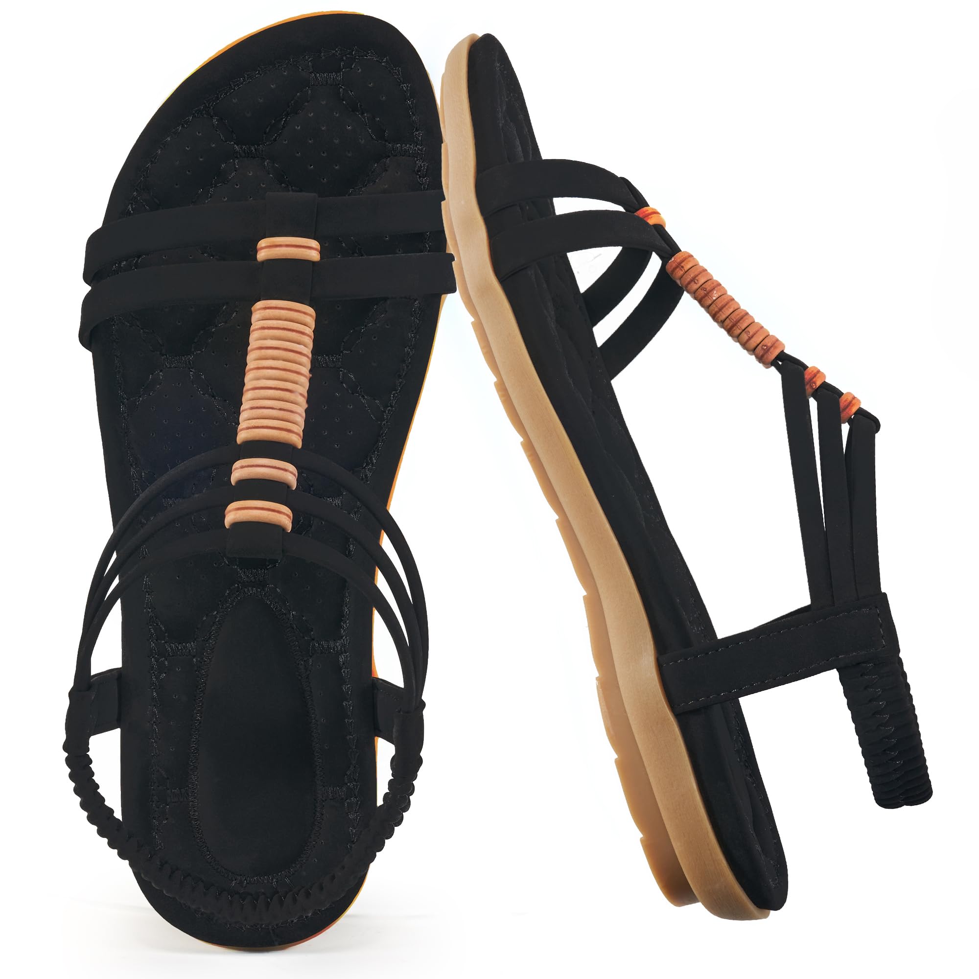 Alicegana Womens Sandals Summer Dressy Gladiator Comfortable Walking Shoes Non Slip Casual Beach Flats