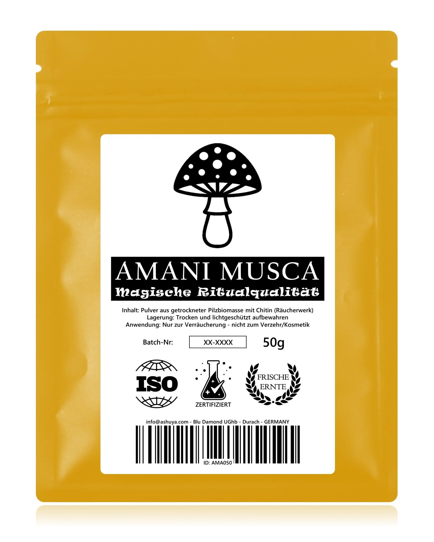 Amani-Musca magisches Räucherwerk-Pulver, Sibirien Zeremonien-Qualität, 50g | Reines Naturprodukt aus Pilz-Biomasse ohne Zusatzstoffe