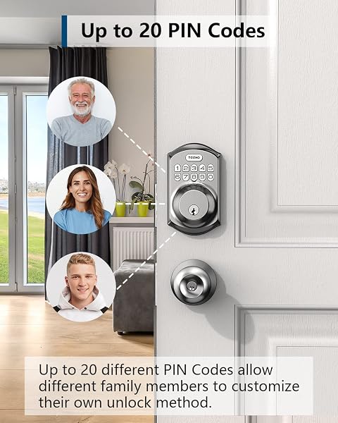 TEEHO TE001 Keyless Entry Door Lock with Keypad - Smart Deadbolt Lock for Front Door with 2 Keys - Auto Lock - Easy Installation - Satin Nickel - 2