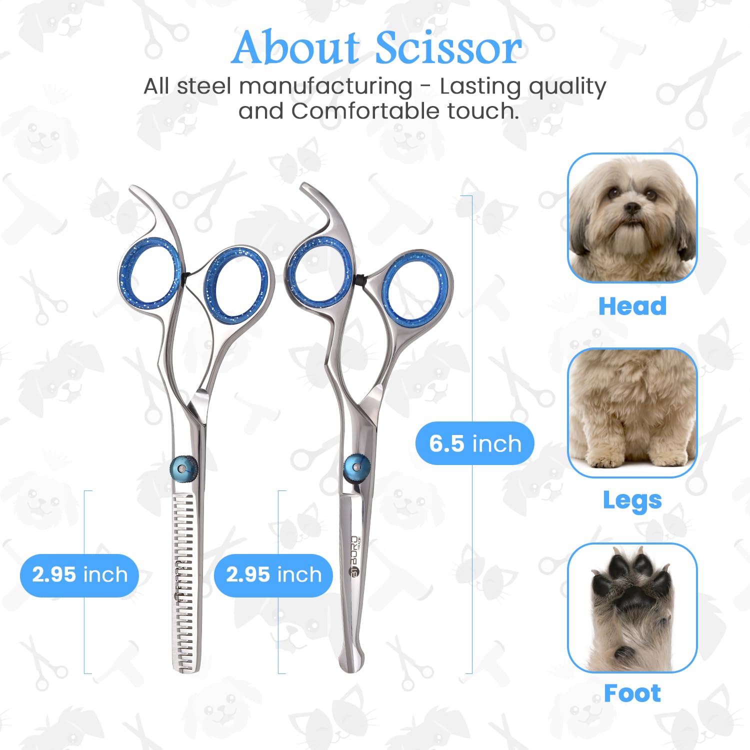 Professional Dog Grooming Scissors Kit Dog Scissors Set including Safety Round Tip - Image 2