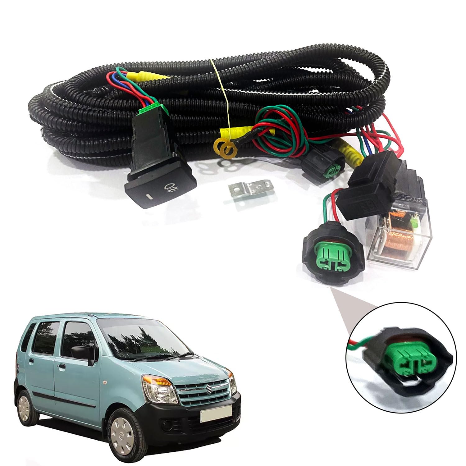 Auto Pearl Fog Light Harness LED Indicator Harness Wiring Socket Switch Kit 12V/40A Relay for WagonR 2006-2010-image-45