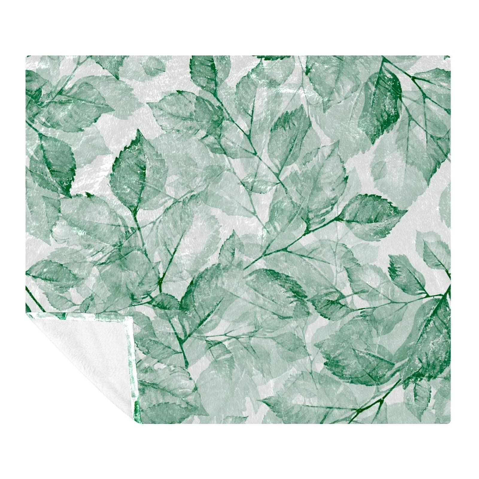 Couverture polaire douce lit motif feuilles vertes plaid microfibre confortable adulte enfant