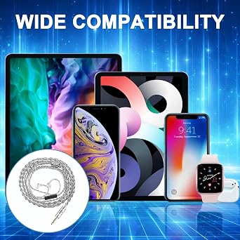 IEM Cable Recessed 2 Pin, 1.2m SPC in Ear Monitor Cables, 4-Strand 336 Core Silver Plated Earphone Cables, IEM Cable 2 Pin for fits for KZ and CCA earbuds with QDC connector