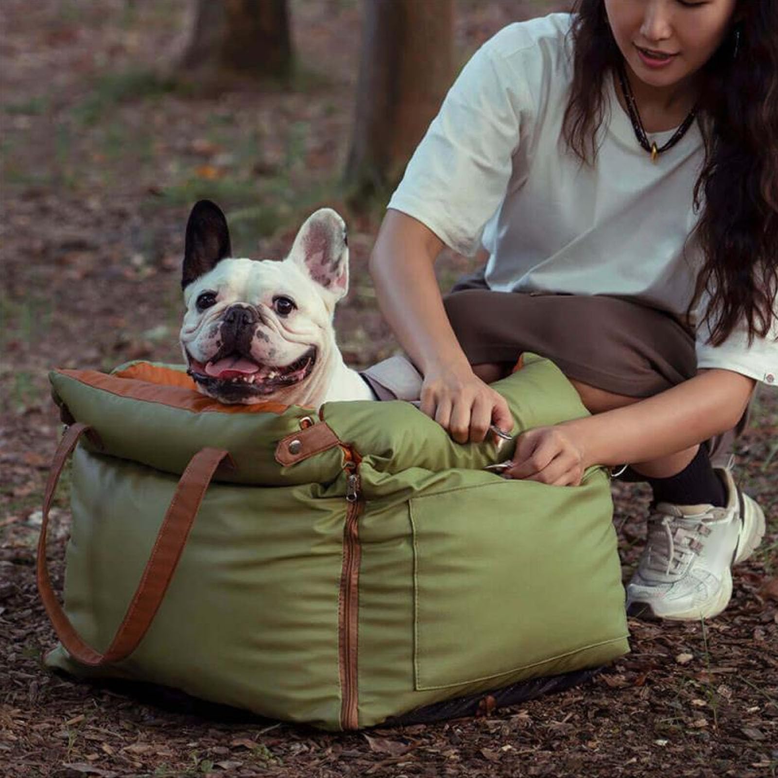 Zerodis Suministros de Viaje para Perros Cama para Mascotas Al Aire Libre Desmontable Lavable Perros Gatos Asientos Cinturón de Seguridad para con Arnés para Viajes Asiento de Coche para Cachorros,