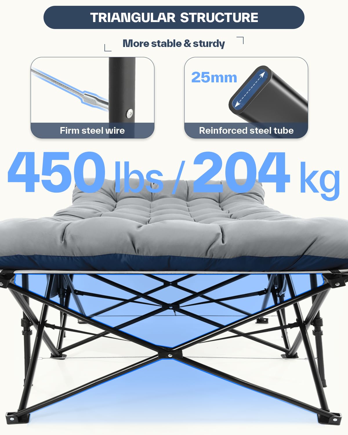 Sportneer łóżko polowe z materacą, składane, szerokość 81 cm, ładowność 204 kg, łóżko gościnne, łóżko kempingowe, łóżko polowe z torbą do przechowywania dla dorosłych, na zewnątrz, w domu, ogród
