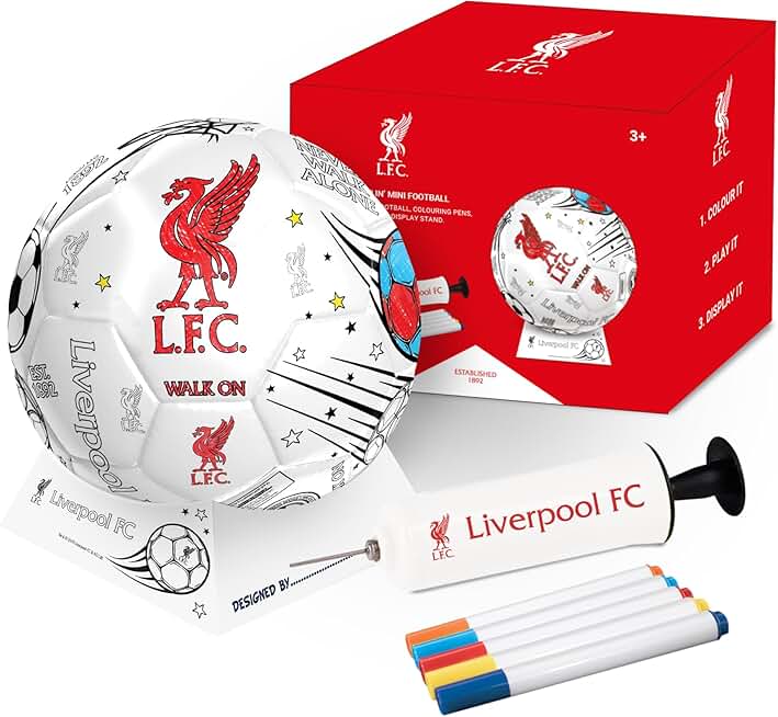 Hy-Pro Officially Licensed Scribble Ball – Colour in Football with 5 Colouring Pens, Stand & Pump, Football Toys, Gifts for Boys and Girls 3+