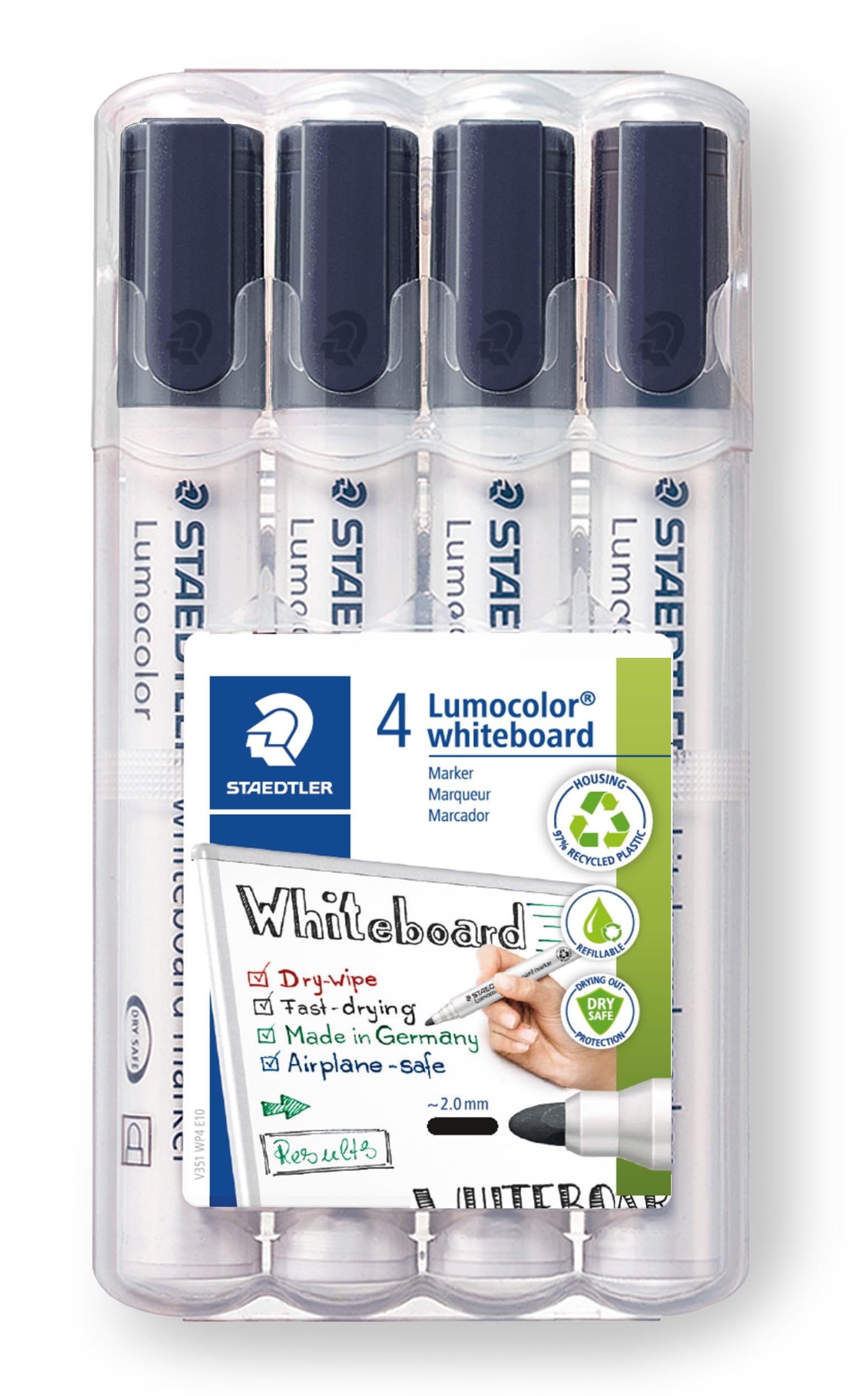Staedtler - Rotulador para pizarra blanca Lumocolor 351 WP4-9X,1 unidad (Paquete de 4)