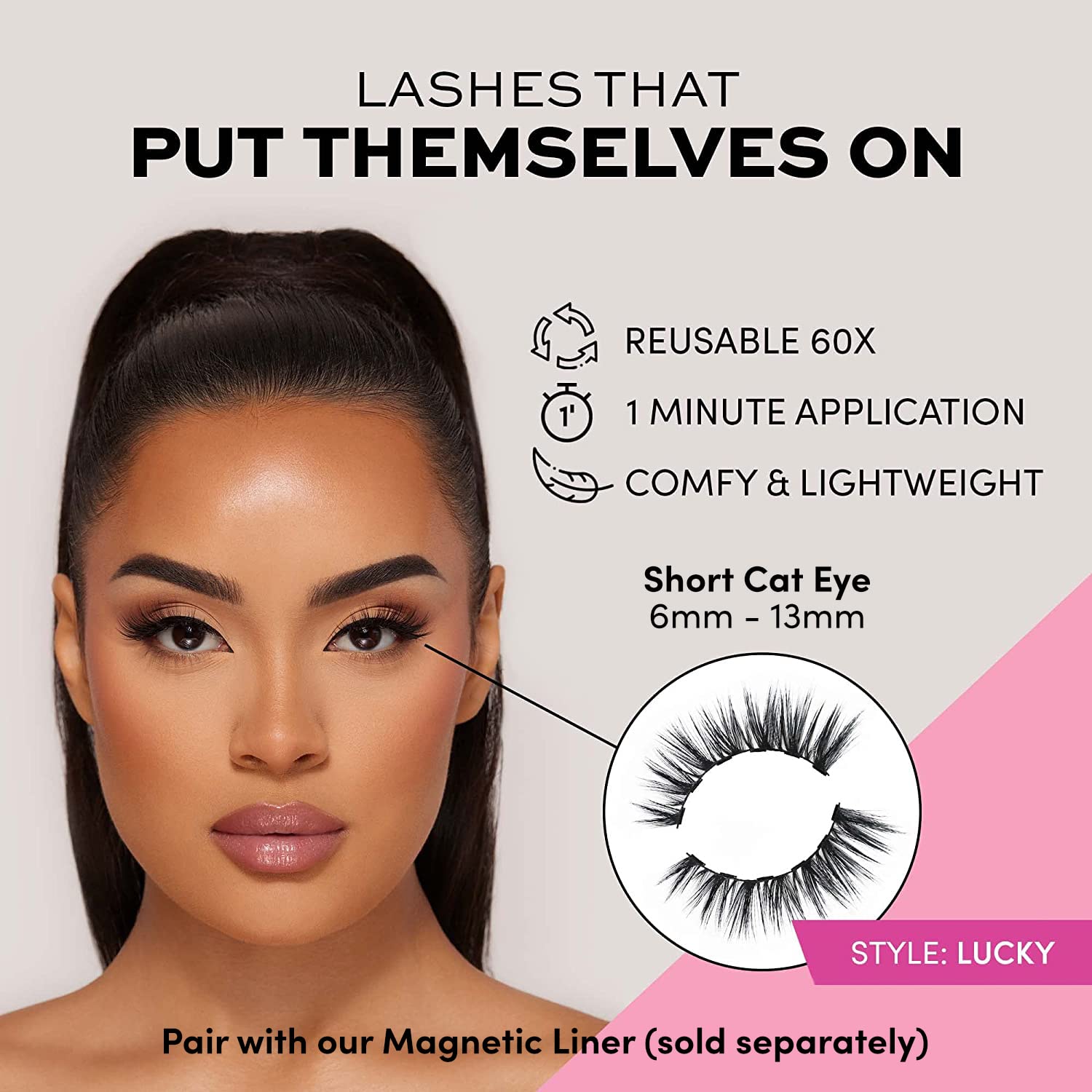 Amazon.com: Glamnetic Magnetic Eyelashes - Lucky | Short Magnetic