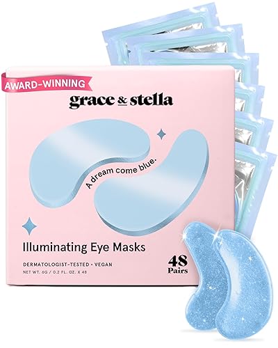 grace & stella Mascarilla galardonada para debajo de los ojos que reduce las ojeras, los ojos hinchados, bolsas debajo de los ojos, arrugas, parches