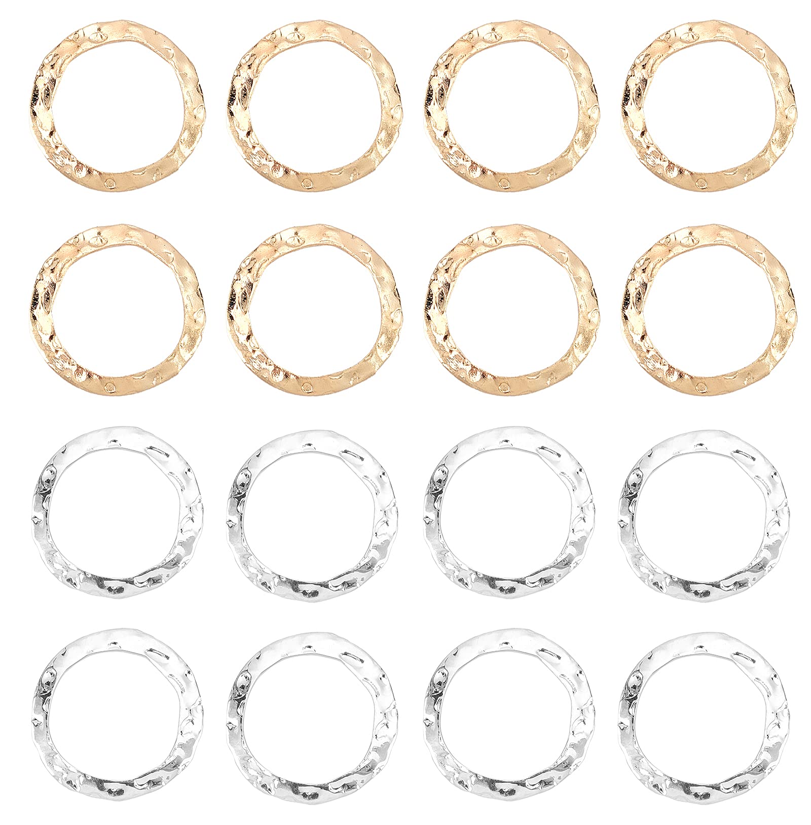 PH PandaHall 100pcs 16mm Hoop Earring Circle Charms Gold Silver Pendants Earring Beading Hoop Round Linking Rings Earrings Beading Frames Connectors for Christmas Jewelry Making Earrings Necklace