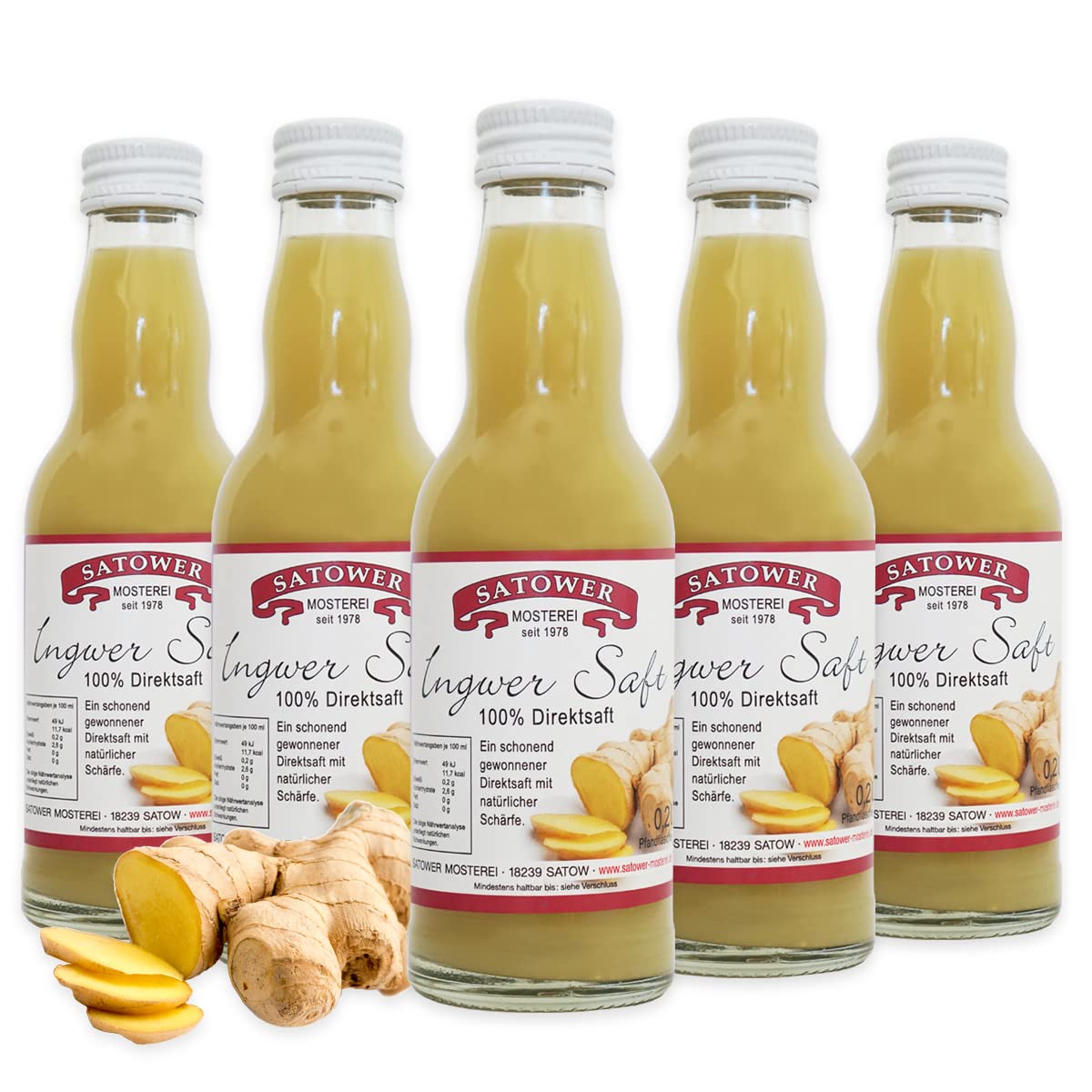 Original Satower - 18x 0,2l Ingwer Saft pur (100% Direktsaft)