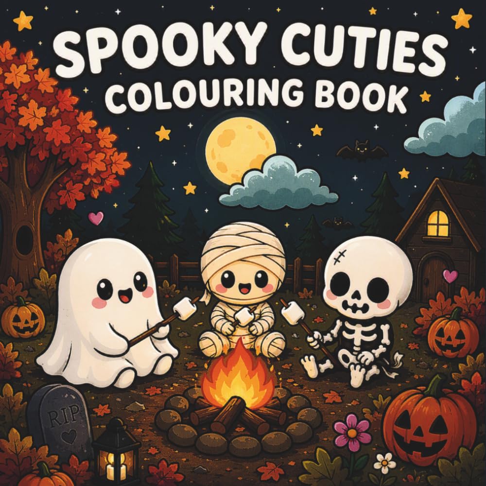Spooky Cuties Colouring Book: Cute & Cozy Halloween Colouring Pages