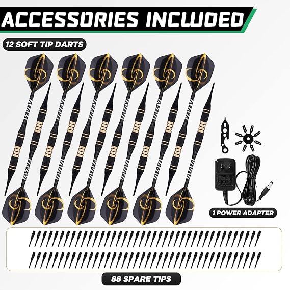 Dartboard Cabinet Set, Dartboard with 12 Soft Tip Darts, Electronic Dart Board, Home Scoreboard Integrated Wooden Cabinet Door, Bar, Dart Club B