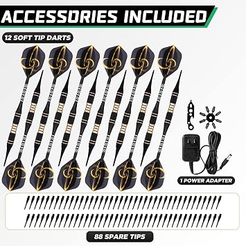 Dartboard Cabinet Set, Dartboard with 12 Soft Tip Darts, Electronic Dart Board, Home Scoreboard Integrated Wooden Cabinet Door, Bar, Dart Club B