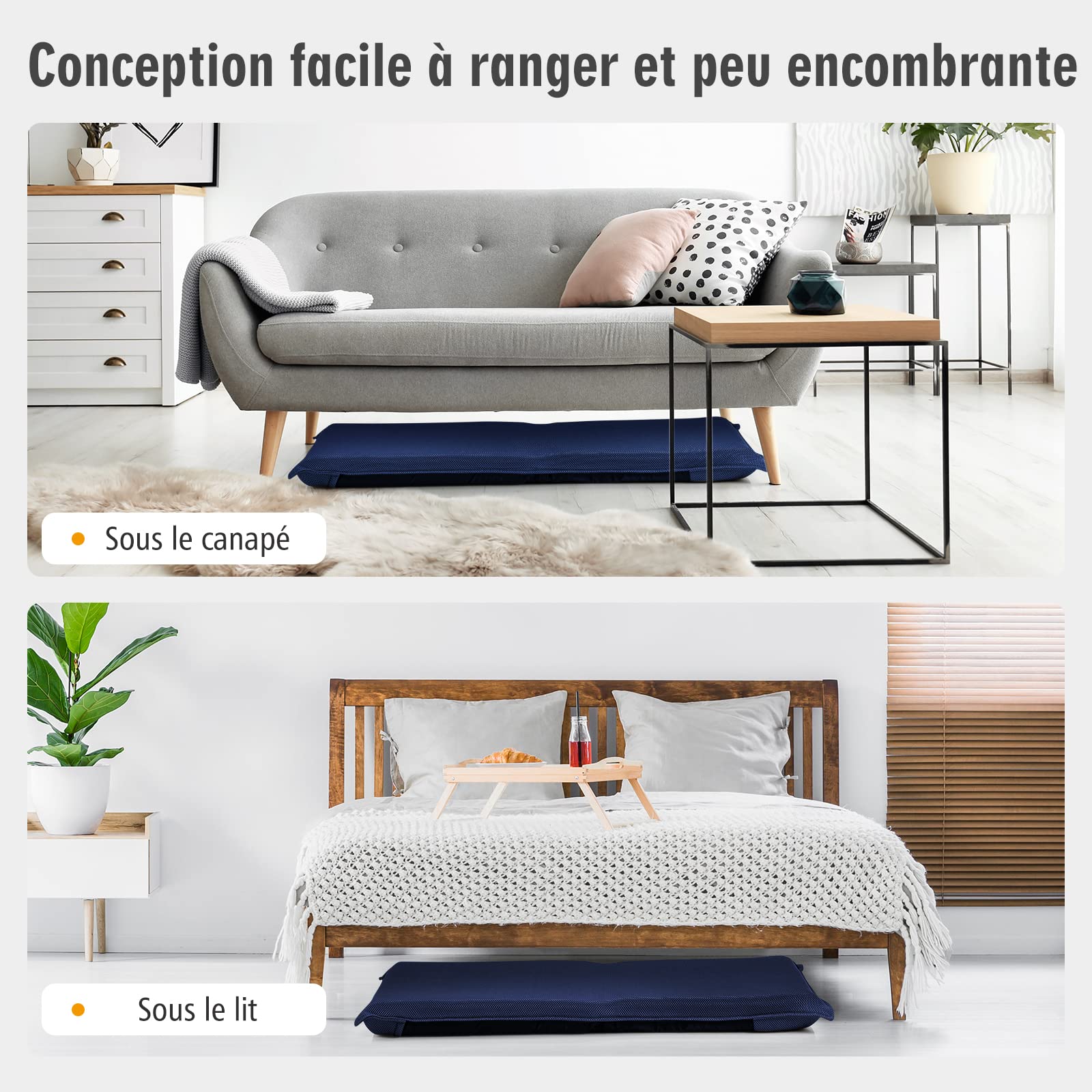 RELAX4LIFE Chaise de Sol Pliante avec Dossier Réglable en 6 Position, Tatami pour Lire & Jouer & Méditer dans Salon, Chambre, Bureau, (52-98) x44x(47-7) cm (Bleu foncé)
