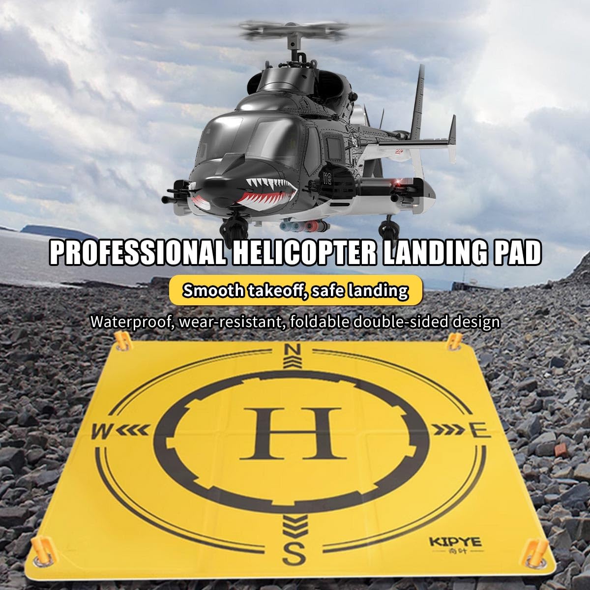 Lądowisko dla drona RC, składane wodoodporne lądowisko helikoptera dla modeli helikopterów RC poniżej 500 poziomu, odwracalna platforma lądowania dronów mata lądowania, zabawki prezenty