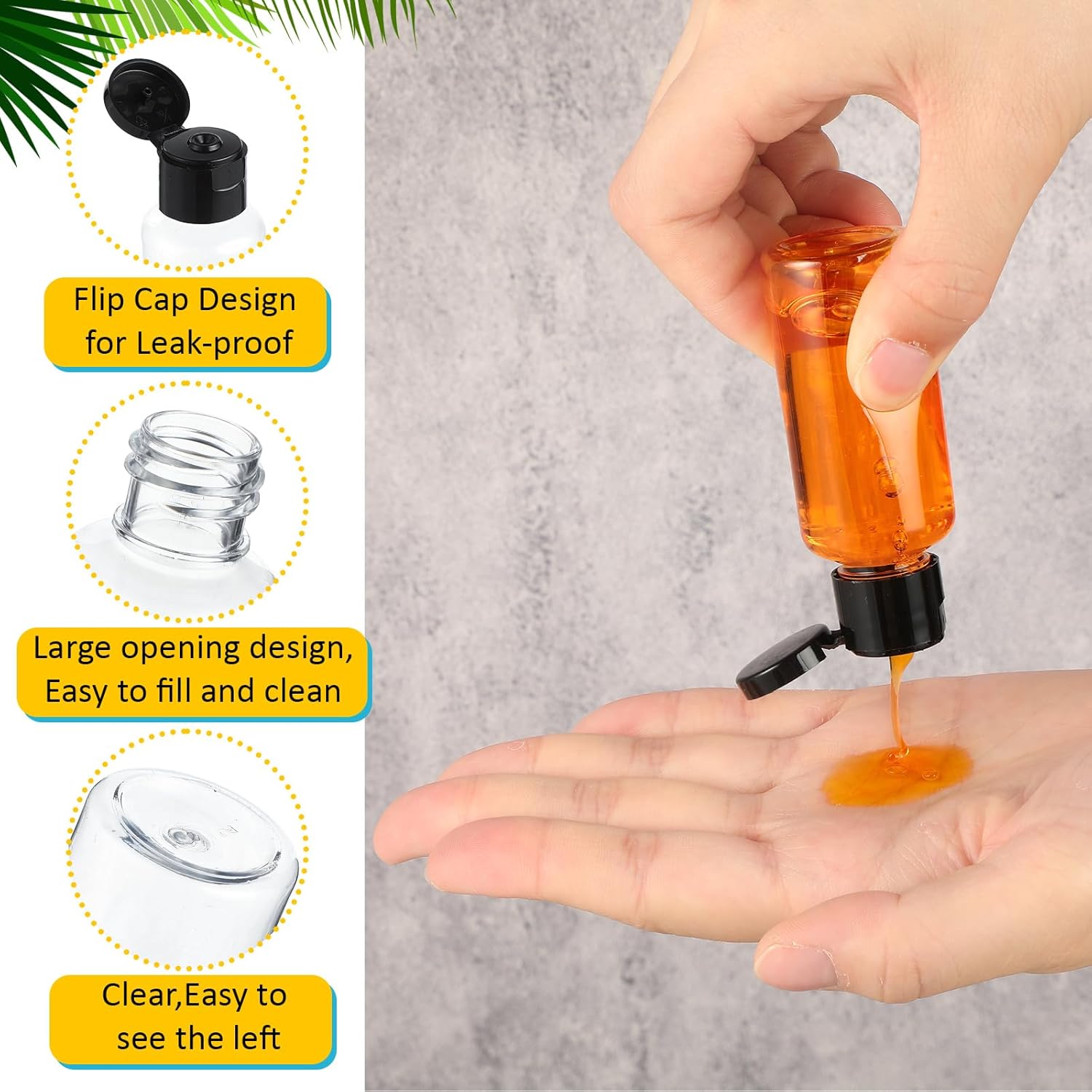 Mimorou 150 Pcs 1oz Travel Bottles Bulk for Toiletries Clear Small Travel Size Bottles Bulk Refillable Empty Containers for Shampoo Lotion Liquid Body Soap Cream Toiletries(Black Cap) - Image 3