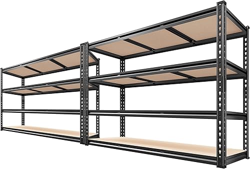 Miniatura 10 de REIBII Estantería de garaje de 48" de ancho, estantes de almacenamiento de 3020LBS, estantes de 5 niveles, estante resistente para garaje ajustable