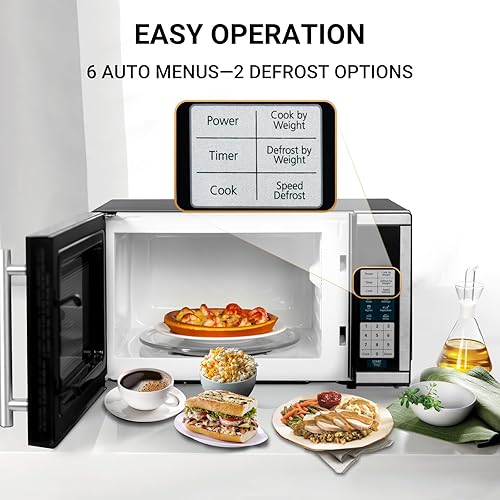 Miniatura 2 de Smad Microondas pequeño de 0.7 pies cúbicos de espacio pequeño, mini microondas con 6 menús automáticos y bloqueo para niños, horno de encimera de